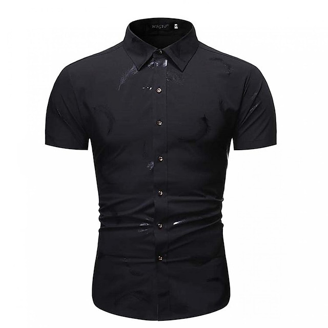 Mens Clothing Mens Shirts | Mens Dress Shirt Print Feather Turndown Street Daily Button-Down Print Short Sleeve Tops Business Cl