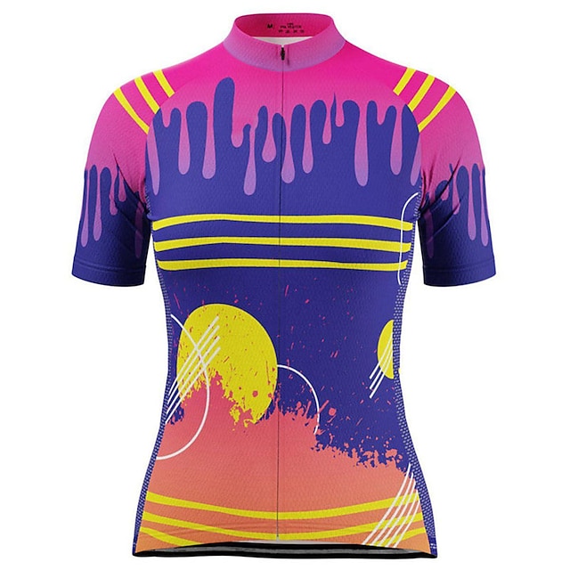

21Grams Women's Short Sleeve Cycling Jersey Summer Spandex RedBlue Graffiti Bike Top Mountain Bike MTB Road Bike Cycling Quick Dry Moisture Wicking Sports Clothing Apparel / Stretchy / Athleisure