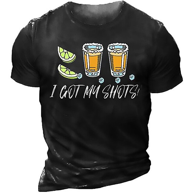 

Men's Unisex T shirt 3D Print Graphic Prints Drink Crew Neck Street Daily Print Short Sleeve Tops Casual Designer Nostalgic Big and Tall Black Purple
