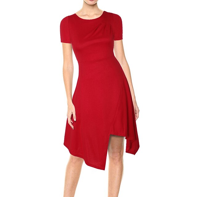 

Women's Sheath Dress Knee Length Dress Black Red Short Sleeve Solid Color Ruched Spring Summer Crew Neck Elegant 2022 S M L XL XXL