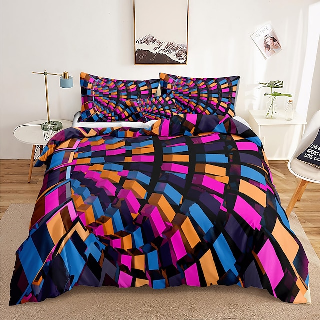 

3D Pattern 3-Piece Duvet Cover Set Hotel Bedding Sets Comforter Cover with Soft Lightweight Microfiber, Include 1 Duvet Cover, 2 Pillowcases for Double/Queen/King(1 Pillowcase for Twin/Single)