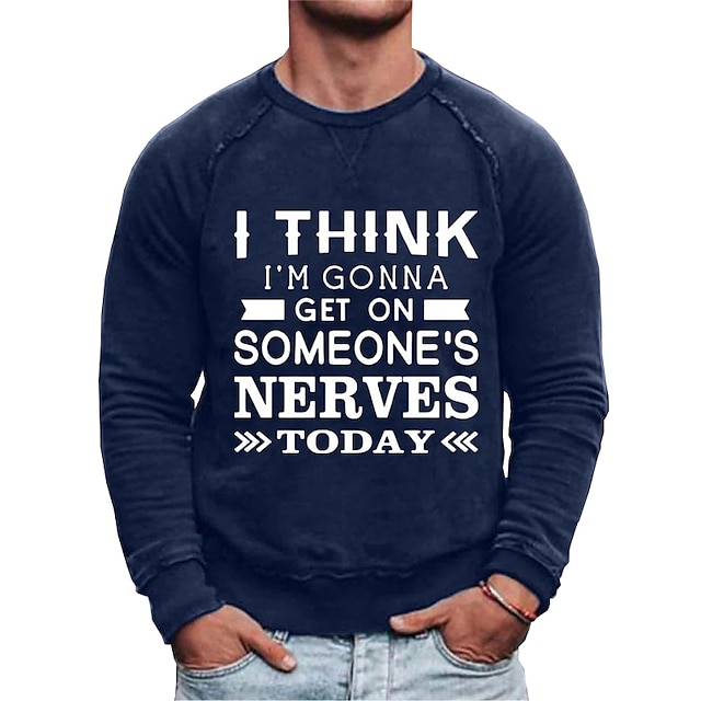 

Men's Sweatshirt Pullover Graphic Letter Print Sports Outdoor Casual Daily Hot Stamping Basic Casual Hoodies Sweatshirts Blue White Gray