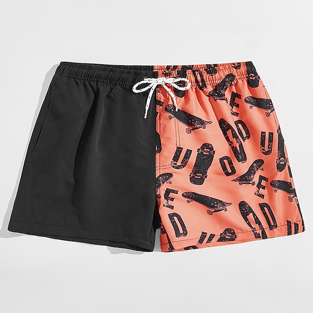 

Men's Classic Style Casual / Sporty Shorts Beach Shorts Drawstring Short Pants Sports Outdoor Daily Color Block Comfort Soft Mid Waist Black / Red S M L XL XXL