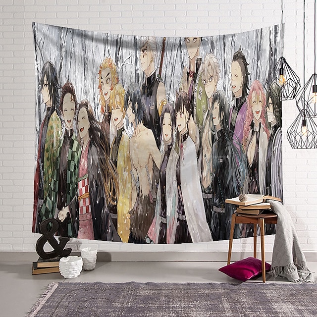 

Demon Slayer Anime Wall Tapestry Art Decor Blanket Curtain Hanging Home Bedroom Living Room Decoration Polyester