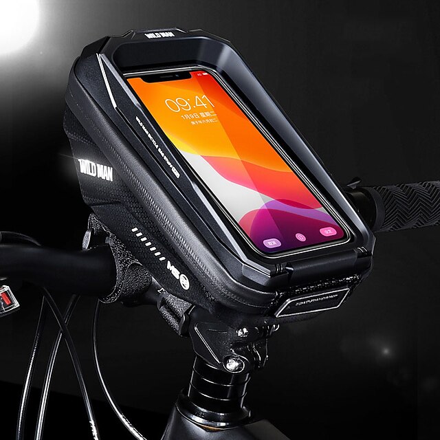 

WILD MAN 1.2 L Bike Handlebar Bag Touchscreen Reflective Waterproof Bike Bag PU Leather TPU EVA Bicycle Bag Cycle Bag Cycling Outdoor Exercise