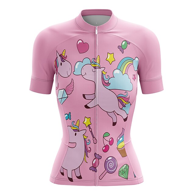 

21Grams Women's Short Sleeve Cycling Jersey Summer Spandex Pink Cartoon Animal Bike Top Mountain Bike MTB Road Bike Cycling Quick Dry Moisture Wicking Sports Clothing Apparel / Stretchy / Athleisure