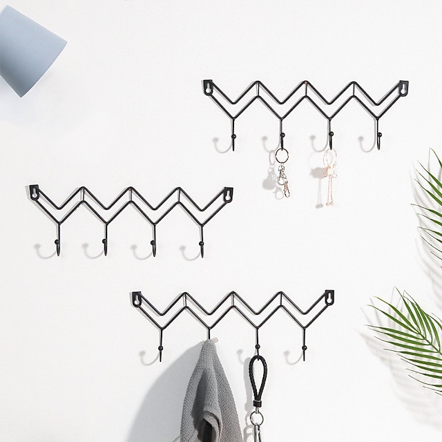 

Simple Wrought Iron Wavy Door Back Coat Hook Home Wall Decoration Bathroom Storage Hook