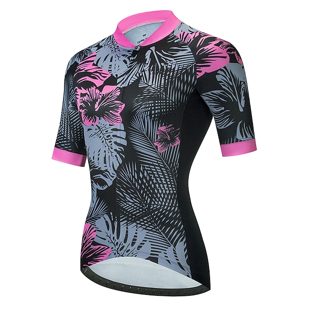 

21Grams Women's Short Sleeve Cycling Jersey Summer Spandex Black Floral Botanical Bike Top Mountain Bike MTB Road Bike Cycling Quick Dry Moisture Wicking Sports Clothing Apparel / Athleisure