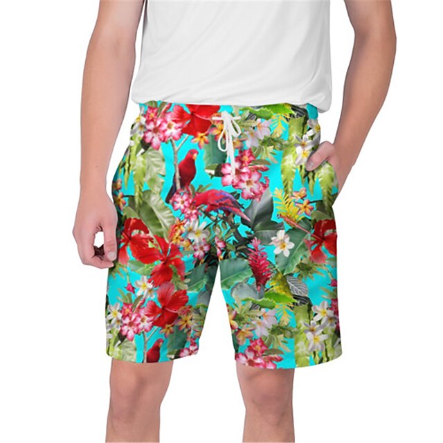 

Men's Streetwear Hawaiian Shorts Beach Shorts 3D Print Elastic Drawstring Design Short Pants Casual Daily Plants Graphic Breathable Soft Mid Waist Green Blue Brown Yellow S M L XL XXL