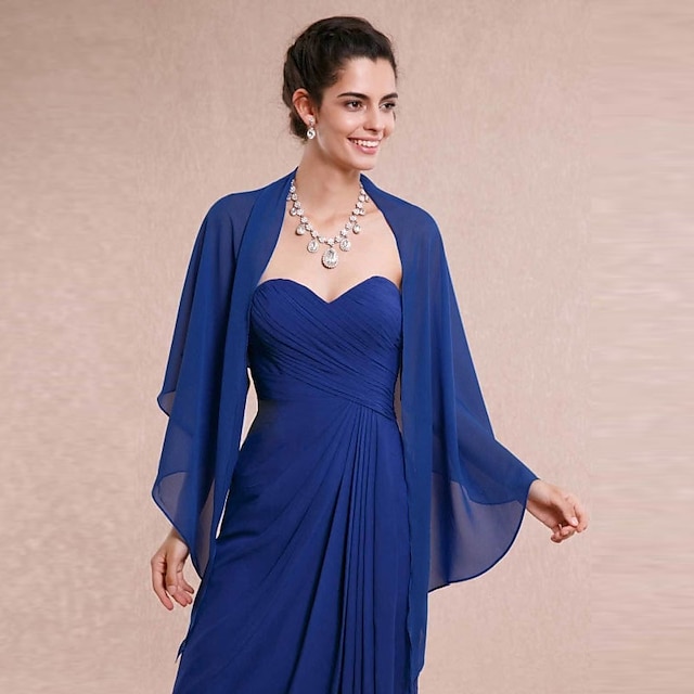  Sleeveless Shawls Chiffon Wedding / Party Evening / Casual Shawl & Wrap / Wedding Guest Wraps / Women‘s Wrap With Draping / Solid