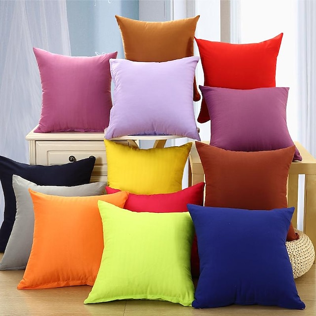  Solid Color Pillow Cover Sofa Cushion Cover Bed Head Pillow Office Without Pillow Core Just Coat Chair Pillow