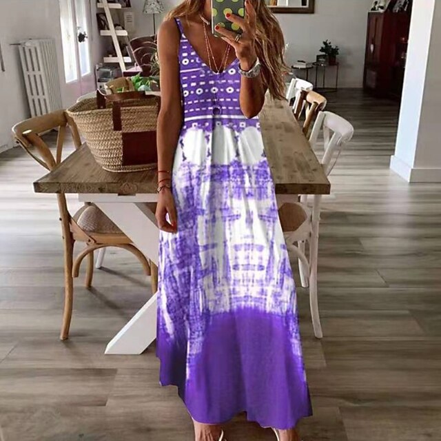 

Women's Strap Dress Maxi long Dress Purple Red Yellow Sleeveless Floral Backless Cold Shoulder Print Spring Summer Spaghetti Strap Casual Boho 2022 S M L XL XXL