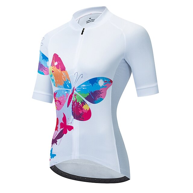 

21Grams Women's Short Sleeve Cycling Jersey Summer Spandex White Butterfly Bike Top Mountain Bike MTB Road Bike Cycling Quick Dry Moisture Wicking Sports Clothing Apparel / Athleisure