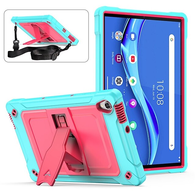 

Tablet Case Cover For Amazon Kindle Fire HD 8 / Plus 2020 Waterproof Shoulder Strap Shockproof Solid Colored TPU