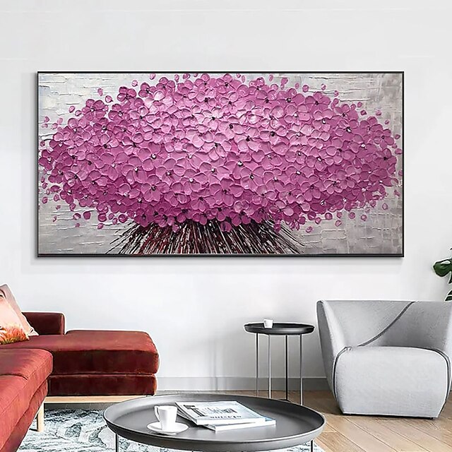 Home & Garden Wall Art | Oil Painting Hand Painted Vertical Abstract Floral / Botanical Contemporary Modern Rolled Canvas (No Fr