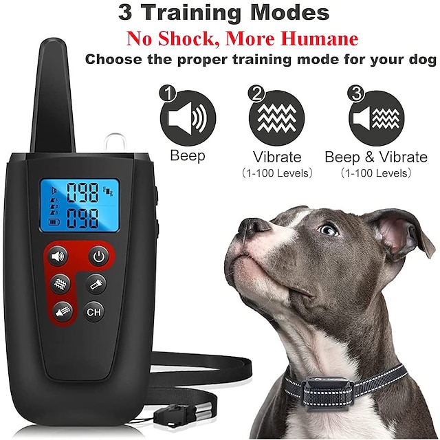 No Shock Dog Training Collar 3300ft Range Beep Vibrating Pet Trainer IPX7 Waterproof