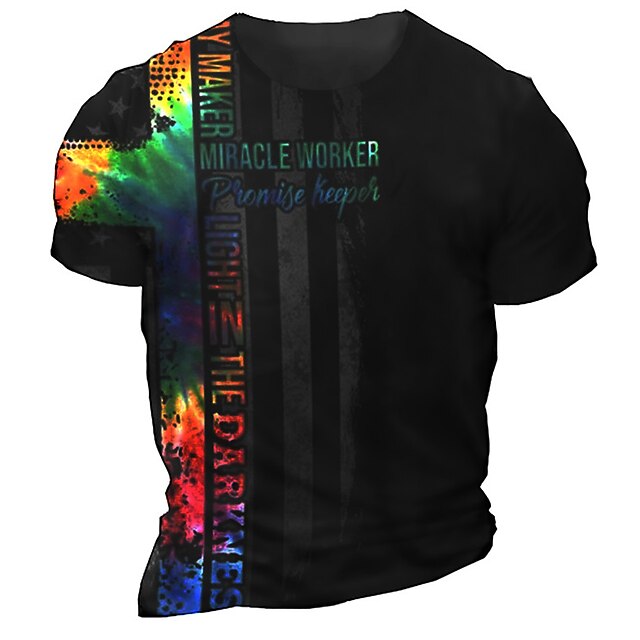 

Men's Unisex T shirt 3D Print Graphic Prints National Flag Crew Neck Street Daily Print Short Sleeve Tops Casual Designer Nostalgic Big and Tall Black / Gray Green Black