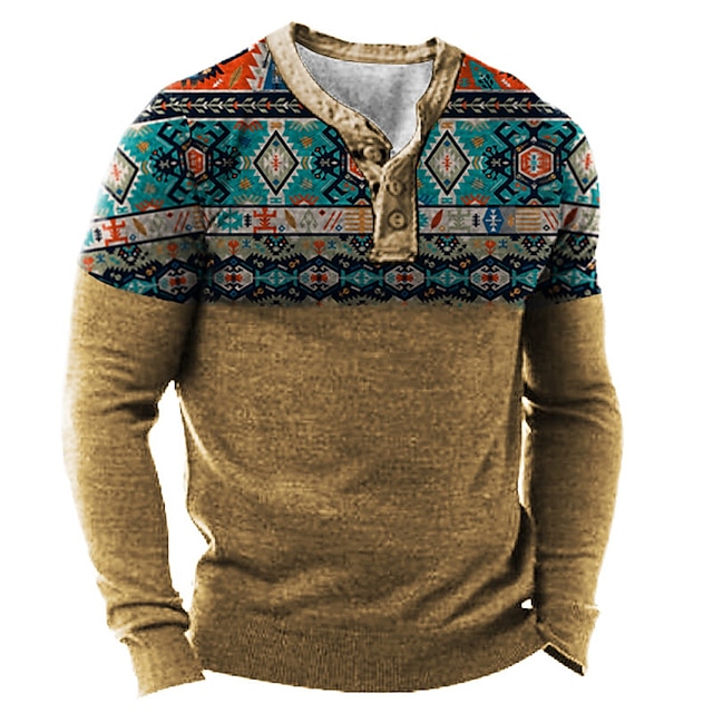 

Men's Plus Size Sweatshirt Pullover Graphic Color Block Tartan Sports Outdoor Casual Daily 3D Print Basic Casual Hoodies Sweatshirts Long Sleeve Brown / Vintage / Military