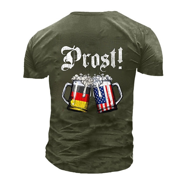 

Men's Unisex T shirt 3D Print Graphic Prints Beer Letter Crew Neck Street Daily Print Short Sleeve Tops Basic Casual Fashion Retro Blue Black Gray