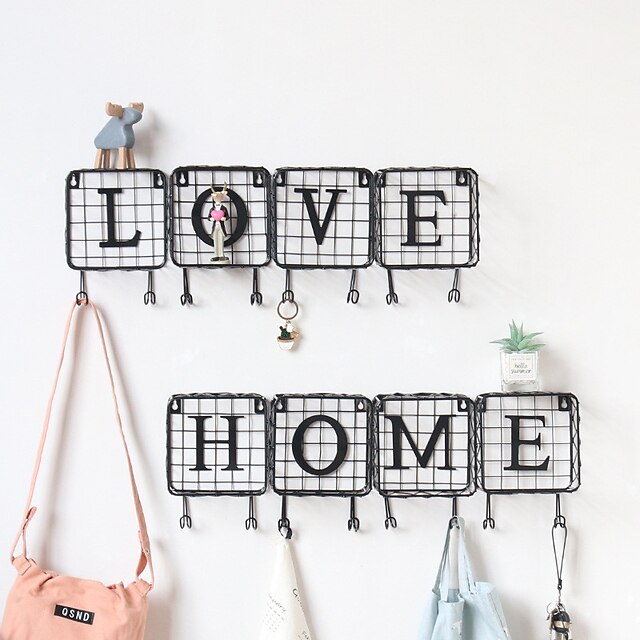 

Simple Style Wrought Iron Love Grid Letter Rack Creative Home Bedroom Wall Decoration Letter Hook