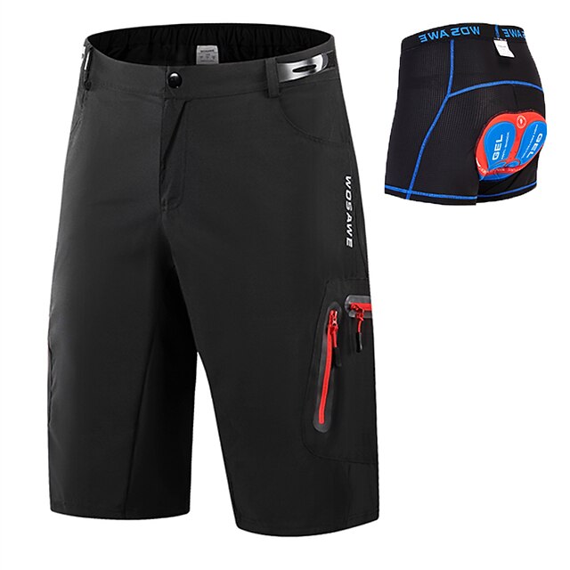 WOSAWE Men's Mountain Bike Shorts with Removable 5D Padded Underwear
