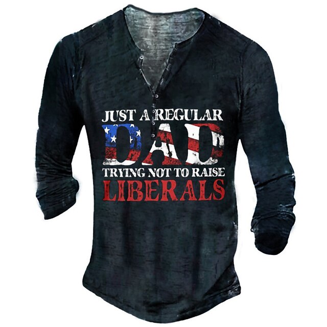

Men's Unisex Henley Shirt T shirt 3D Print Graphic Prints Letter Henley Street Daily Button-Down Print Long Sleeve Tops Basic Casual Fashion Retro Navy Blue