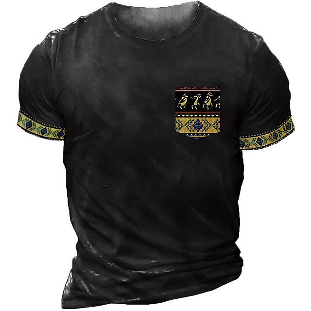 

Men's Unisex T shirt 3D Print Tribal Graphic Prints Crew Neck Street Daily Print Short Sleeve Tops Basic Casual Fashion Designer Black