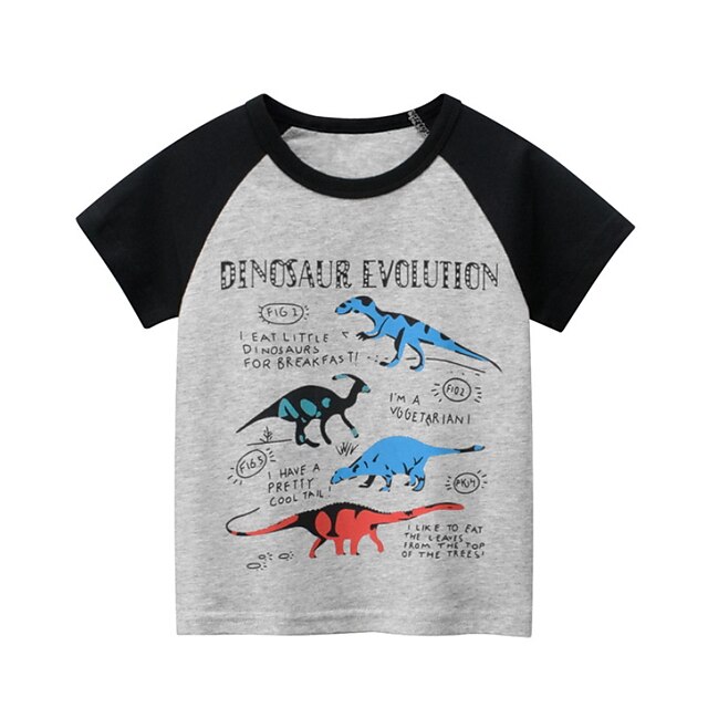 Baby & Kids Boys Clothing | Kids Boys T shirt Short Sleeve Cartoon Dinosaur Letter Gray Children Tops Spring Summer Active Basic