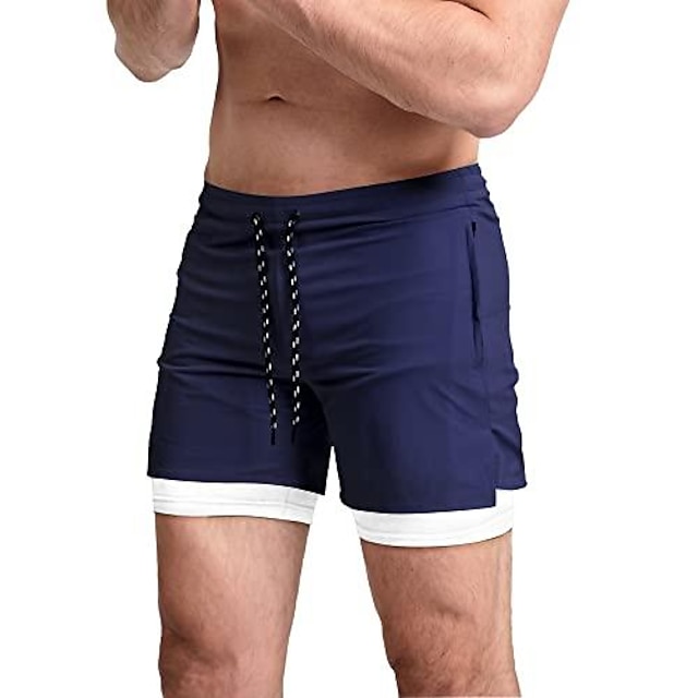 ARSUXEO Pantalones cortos 2 en 1 para hombre de 5 pulgadas con forro y bolsillo para el teléfono de secado rápido atlético pantalones cortos de entrenamiento