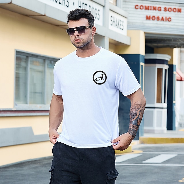 

Men's T shirt Hot Stamping Circle Graphic Prints Crew Neck Street Casual Print Short Sleeve Tops Basic Fashion Designer Big and Tall White Black Khaki