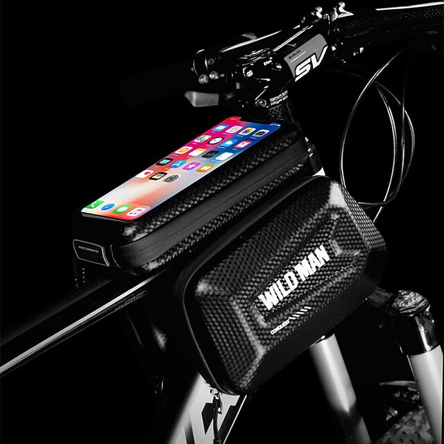 

WILD MAN 1 L Bike Frame Bag Top Tube Reflective Waterproof Portable Bike Bag PU Leather EVA Bicycle Bag Cycle Bag Cycling Outdoor Exercise