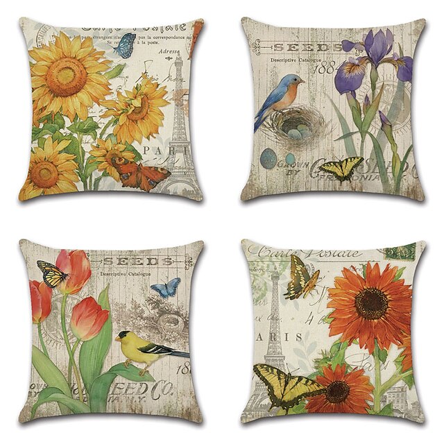 Home & Garden Home Decor | Floral Double Side Cushion Cover 4PC Soft Decorative Square Throw Pillow Cover Cushion Case Pillowcas