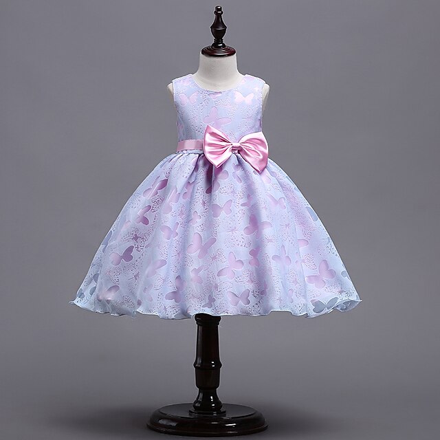 

Kids Little Girls' Dress Butterfly Skater Dress Party Daily Bow Green Purple Knee-length Sleeveless Elegant Cute Dresses Children's Day Spring Summer Slim 3-10 Years