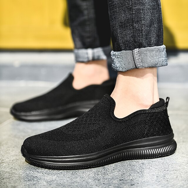 

Men's Loafers Slip-Ons Summer Loafers Casual Home Daily Walking Shoes Mesh Dark Grey Black and White Black Fall Spring / Hollow-out