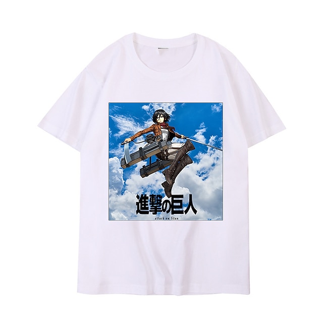 

Inspired by Attack on Titan Mikasa Ackermann Eren Yeager T-shirt Cartoon 100% Polyester Anime Harajuku Graphic Kawaii T-shirt For Men's / Women's / Couple's