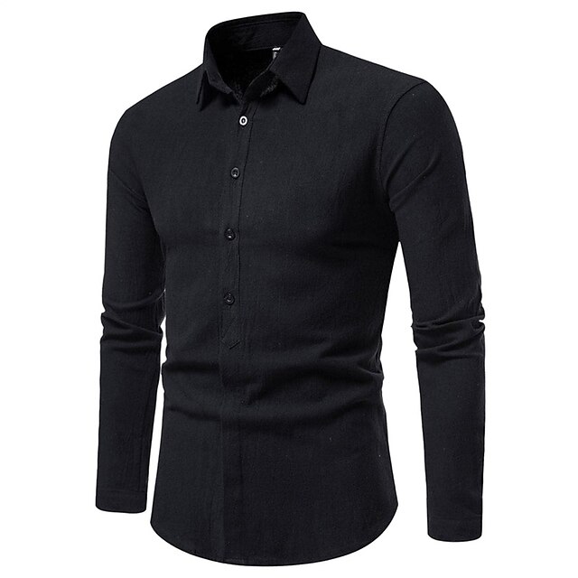 Mens Clothing Mens Shirts | Mens Dress Shirt Solid Color Turndown Street Daily Button-Down Long Sleeve Tops Cotton Business Clas