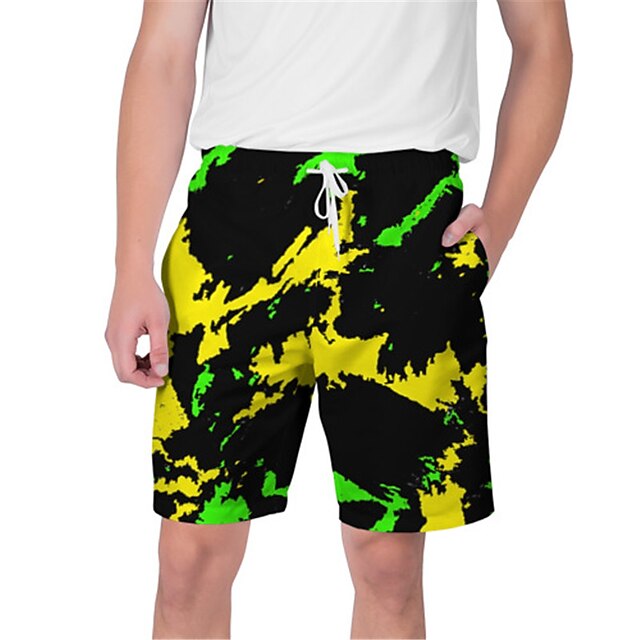 

Men's Streetwear Hawaiian Shorts Beach Shorts 3D Print Elastic Drawstring Design Short Pants Casual Daily Graphic Color Block Breathable Soft Mid Waist Black / Red Green Red Yellow S M L XL XXL