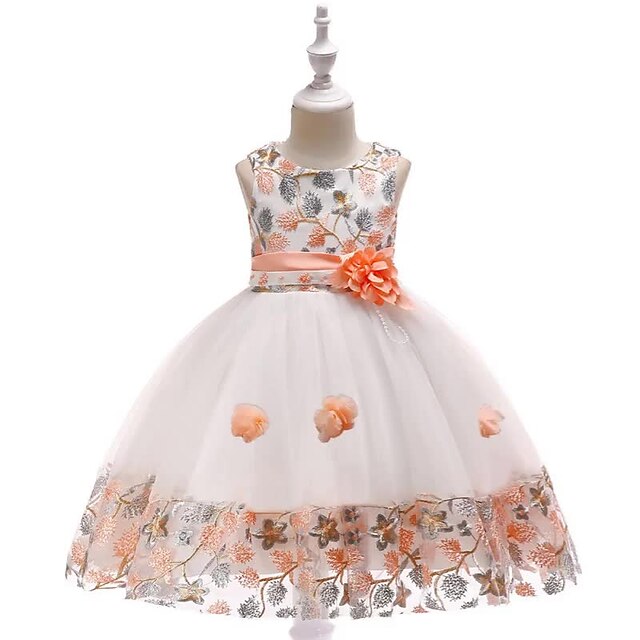 

Kids Little Girls' Dress Floral Flower A Line Dress Special Occasion Sparkle Print Green Purple Pink Midi Sleeveless Princess Sweet Dresses Summer Regular Fit 2-8 Years