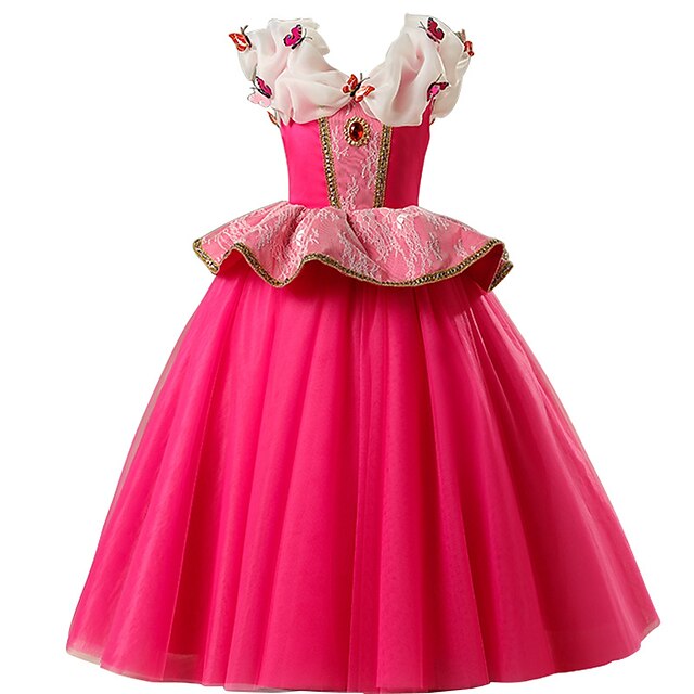 

Kids Little Girls' Dress Butterfly A Line Dress Special Occasion Mesh Print Red Midi Sleeveless Princess Sweet Dresses Summer Regular Fit 3-10 Years