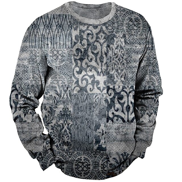 

Men's Unisex Sweatshirt Pullover Florals Graphic Prints Print Daily Sports 3D Print Casual Vintage Hoodies Sweatshirts Gray