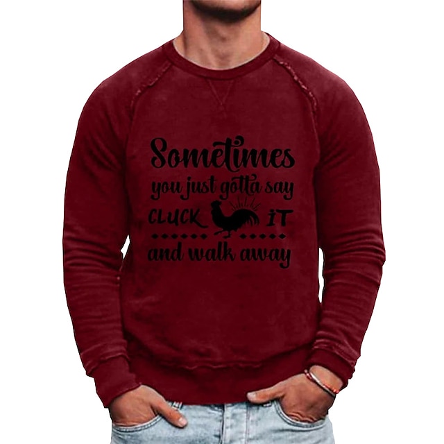 Mens Clothing Mens Hoodies & Sweatshirts | Mens Sweatshirt Pullover Graphic Chicken Letter Print Sports & Outdoor Casual Daily H