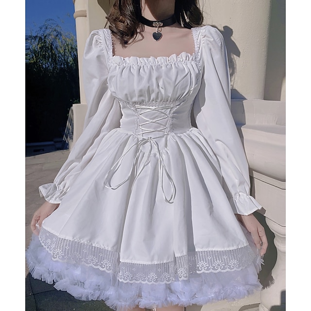  Πανκ & Γκόθικ φόρεμα διακοπών Φορέματα Κοντό / Μίνι Κορίτσι Goth Γυναικεία Έλεγχος κοιλιάς Καθημερινά Φόρεμα