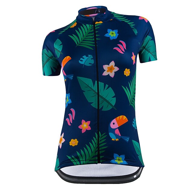 

21Grams Women's Short Sleeve Cycling Jersey Summer Spandex Blue Floral Botanical Bike Top Mountain Bike MTB Road Bike Cycling Quick Dry Moisture Wicking Sports Clothing Apparel / Stretchy
