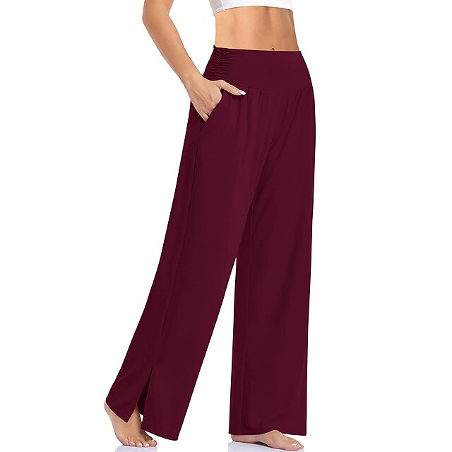 Mujer Pantalones de yoga Bolsillos laterales Prendas de abajo Gris oscuro  Café claro Negro Yoga Aptitud física Entrenamiento de gimnasio Deportes Ropa  de Deporte Elástico Corte Ancho / Casual 9014597 2022 – $18.29