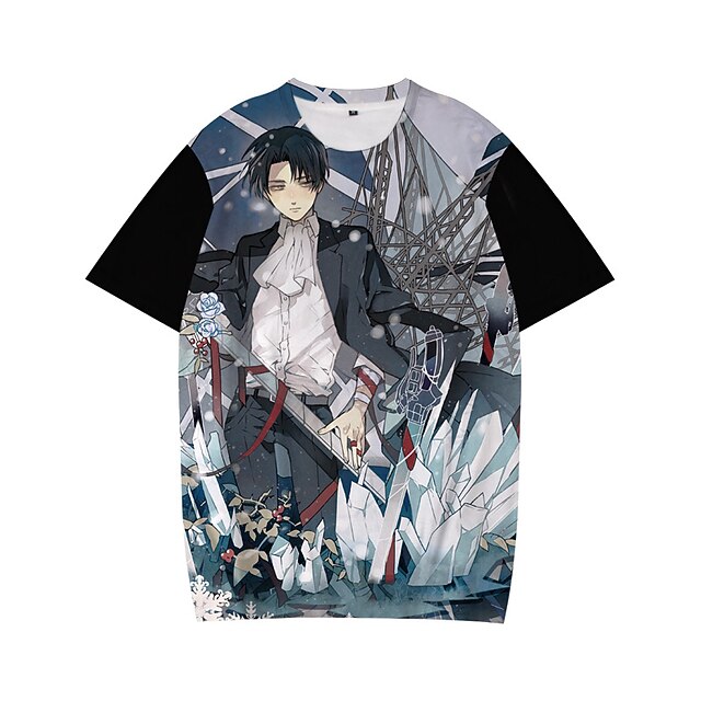 

Inspired by Attack on Titan levi ackerman T-shirt Cartoon 100% Polyester Anime Harajuku Graphic Kawaii T-shirt For Men's / Women's / Couple's
