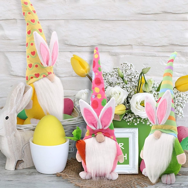 Easter Bunny Gnomes Plush Easter Bunny Spring Room Decorations Present Cute Gnomes Plush GHI Easter Decorations for The Home Handmade Rabbit Gifts Easter Ornaments