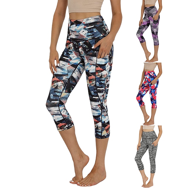 3 Pack Capri Leggings for Women Butt Lift-High Waisted Tummy Control Black Workout Yoga Pants 