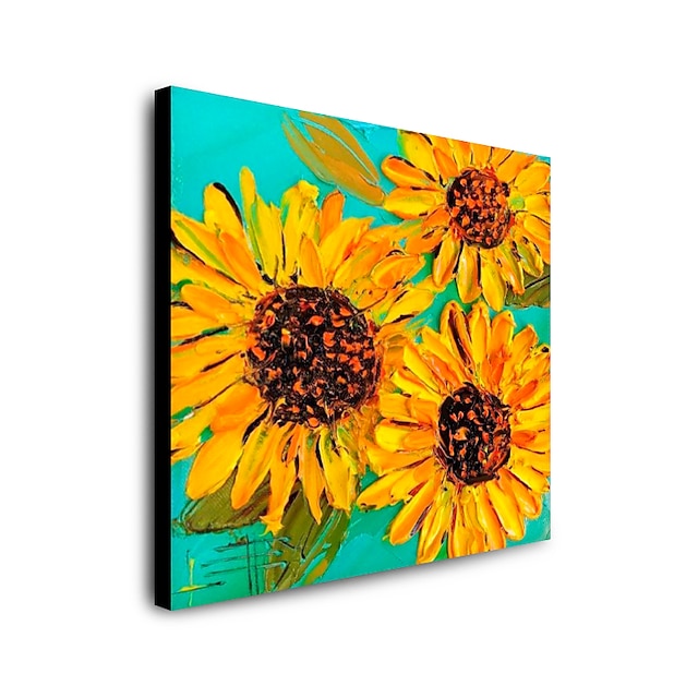 Home & Garden Wall Art | Oil Painting Hand Painted Square Abstract Floral / Botanical Modern Stretched Canvas - HC94591