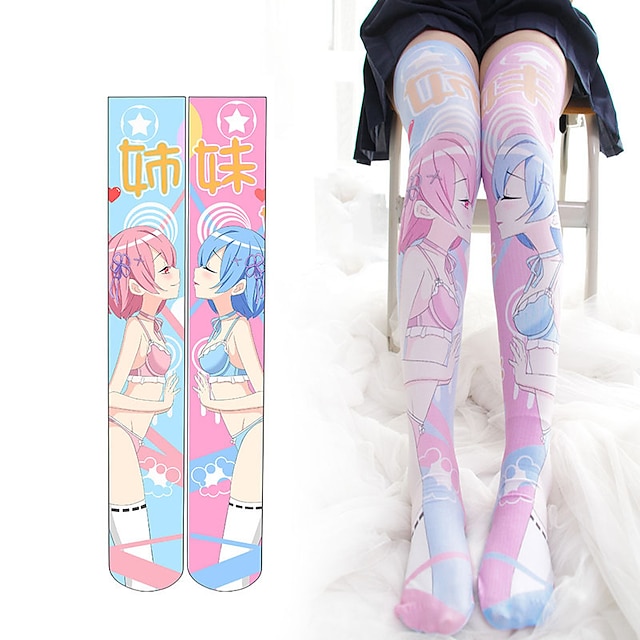 

Cosplay Accessories Inspired by Re:Life in a different world from zero Rem Ram Anime Cosplay Accessories Socks Nylon Women's Cosplay Cute Halloween Costumes