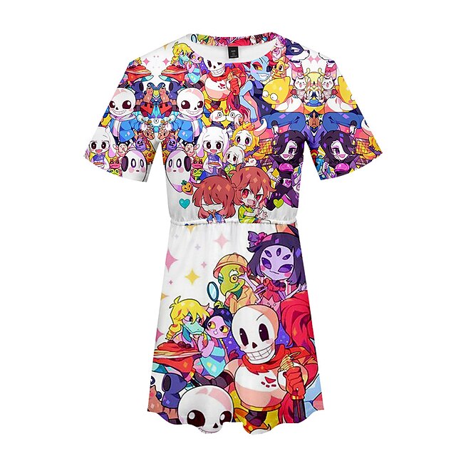 

Inspired by Undertale Sans Dress Cartoon 100% Polyester Anime Harajuku Graphic Kawaii Dress For Women's